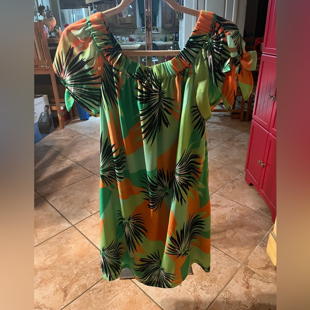 Green/black/ orange Kari Blue dress